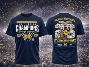 Michigan Basketball Champions 2026 Double Sided Tee