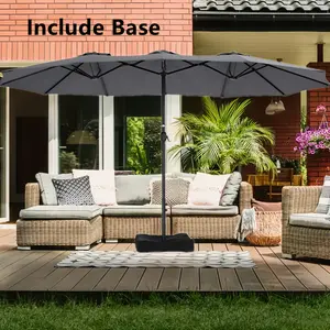 【Weaxty includes Stand Base】15ft Double Sided Patio Umbrellas,  Large Patio Umbrella with Fade Resistant Canopy, Outdoor Extra Large Market Table Umbrella, 12 Heavy-duty Ribs, for Outside, Market, Patio, Deck, Swimming Pool, Backyard