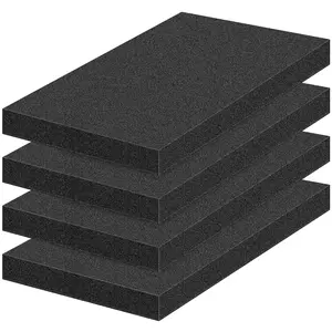 4 PCS Polyurethane Foam Sheets 16" L x 12" W x 1.6" T Packing Foam Inserts Cuttable Craft Foams Cushion Foams High Density Foam Pads for Case, Tool Game Box, Camera, Jewelry, Craft, Black