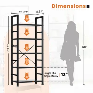 Tiers Bookshelf, Classical Modern Book Shelf, Tall Display Shelves in Living Storage Organizer for