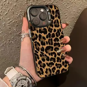 Phone case for iPhone 16 Pro Max 15 Plus 14 13 12 11 XR XS leopard print Full Body Protection Anti-Scratch PC Smartphone Cover
