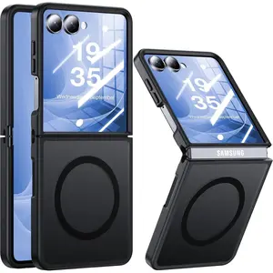 NO.1 Magnetic for Samsung Galaxy Z Flip 7 Case Compatible with MagSafe [Military Grade Drop Tested][Translucent Matte][Anti-Fingerprint] Soft Silicone Bumper for Samsung Flip 7 Case Slim,Black