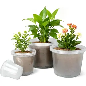 4/6/8/10 Inch Large Size Clear  Pots for , 16 Pack Plastic  Pots with Drainage Holes, Durable Seedling Starter Pot for    Vegetables