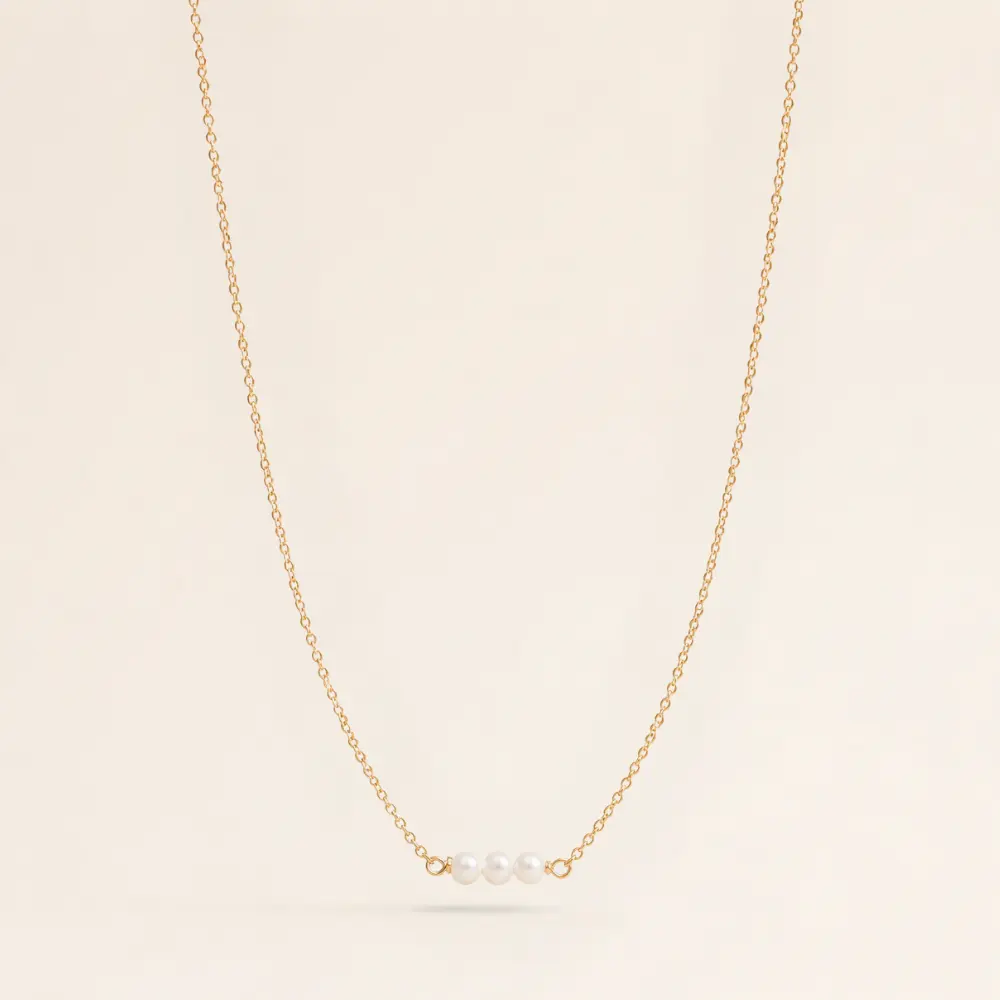 June Birthstone Three Pearl Necklace