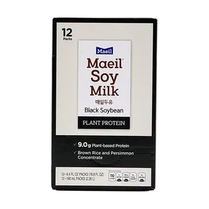 Maeil Black Bean Soy Milk Drink 190ml x 12 Boxes - Healthy Low Calorie, Low Fat, High Protein, Vegan Friendly with Brown Rice & Persimmon Extract