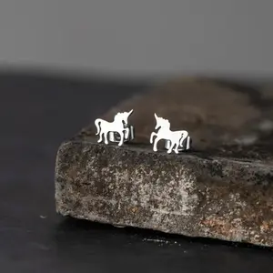 Unicorn Stainless Steel Stud Earrings