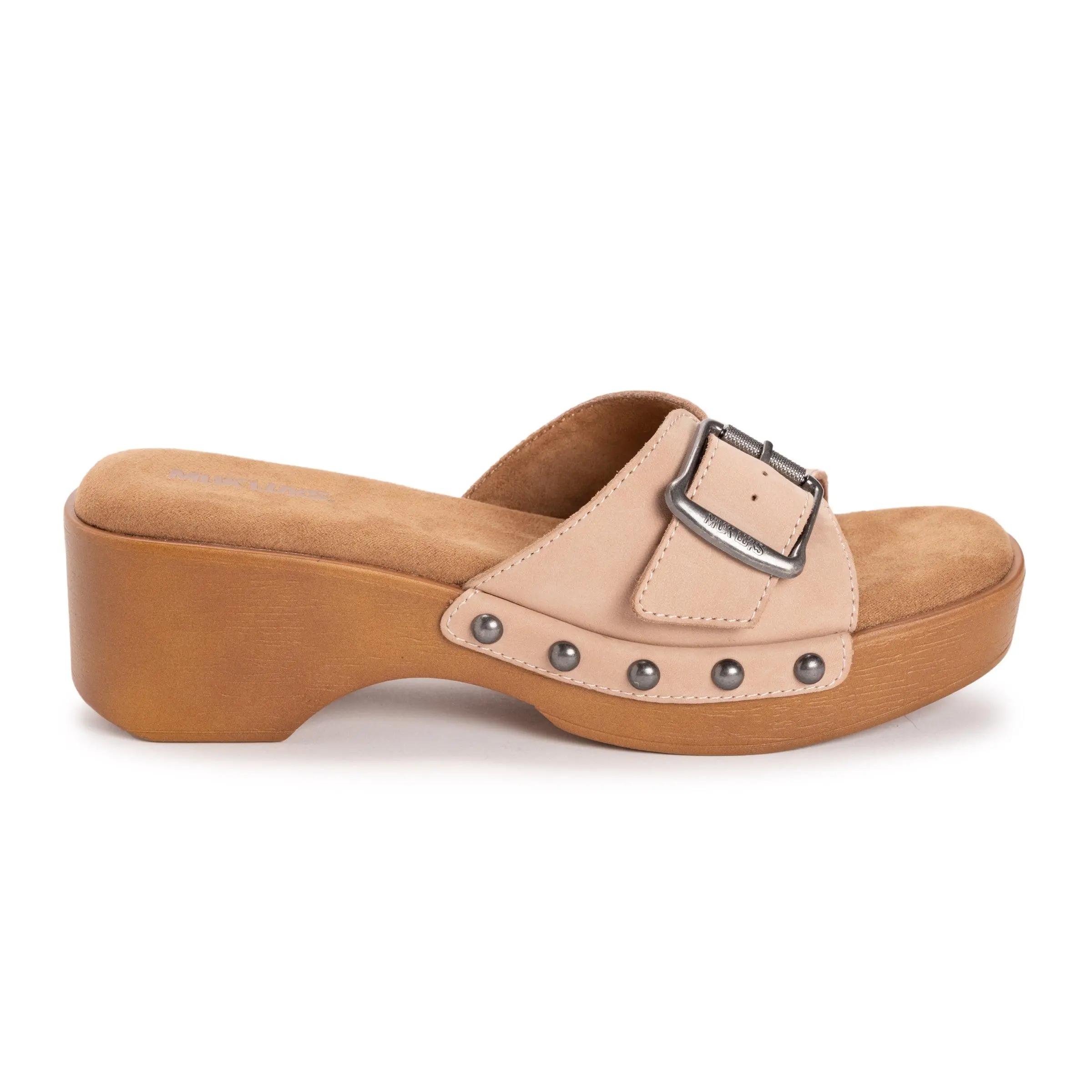 Muk Luks Women's Cora Leather Wedge Sandal - Sandals for Women, Wedge Heels, Leather Upper, Buckle Closure, Memory Foam, All-Day Casual Wear, Sandals Women, Wedge Heels For Women