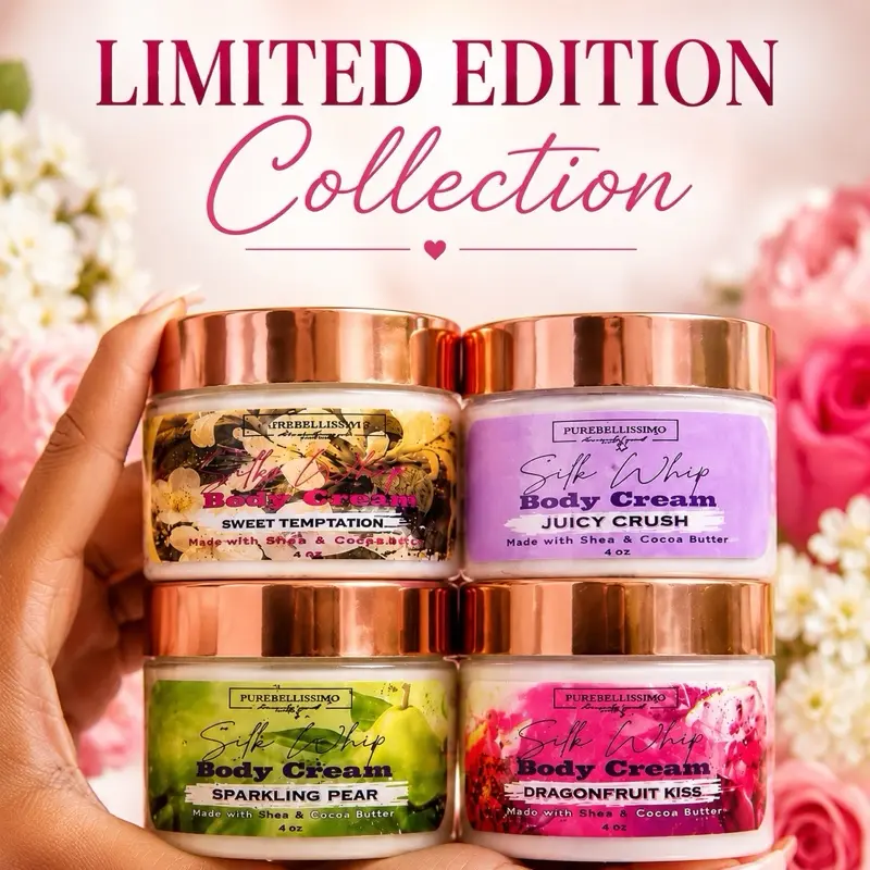 Limited Edition 4-Pack Whipped Shea Butter Body Butter Set, Hydrating Moisturizer for Soft, Glowing Skin, Ideal for Body Care Self-Care Needs