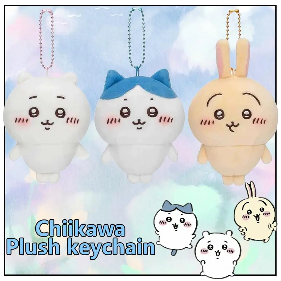 Anime Figures Chiikawa Cartoon Cute Plush Keychain Figures Hachiware Usachi Small Feet Pendant Self Deprecating Bear Doll Gift