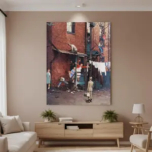 Framed 1pc  Norman Rockwell "Homecoming G.I." Canvas Wall Art Print -  Patriotic Military Illustration, High-Quality Vibrant Colors, Ready to Hang for Living Room & Bedroom Decor, American Flag Decor, Indoor Decoration, Historical Scene, Artistic Dep