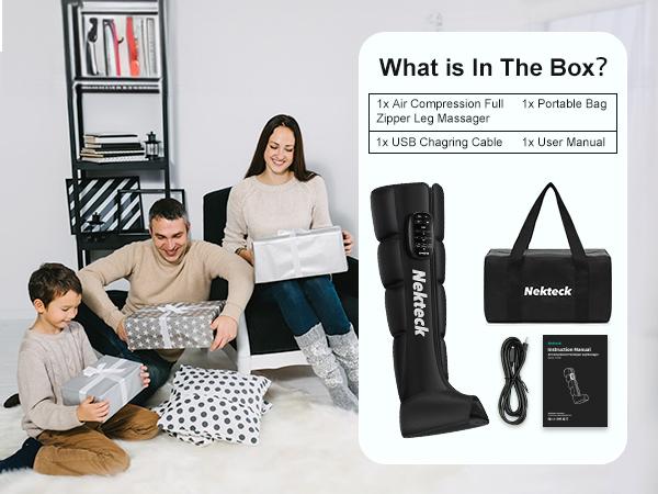 Nekteck Cordless Leg Massager Recovery System (Single Leg Only), Air Compression Massage, Full Leg Boots for Circulation and Pain Relief Comfort Daily