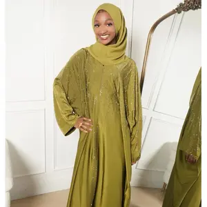 Olive Noor abaya set with hijab