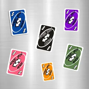 Reverse Love You More Magnet [RANDOM DESIGN] , Funny Reverse Card Magnet, Uno Magnet, Funny Game Card Magnet, Wild Color Card Fridge Magnet, Party Game Decor for Home & Office