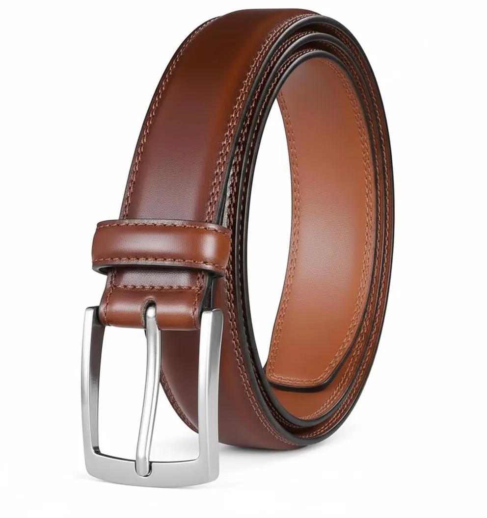 Men's Leather Belt Pin Buckle Dress Casual Waist Belt