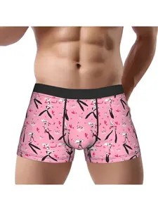1pcs Hazbin Hotel's Angel Dust & Fat Nuggets W Pink Hearts & Spider Webs Underpants Homme Panties Man Underwear Ventilate Shorts Boxer Briefs Heart Print Boxers Menswear