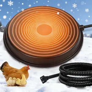 【Energy-Efficient Design】Chicken Water Heater for Winter - 14" Poultry Waterer Heated Base, 80W Drinker Heater Base with Thermostat to Prevent Water Freezing in Metal or Plastic Drinkers