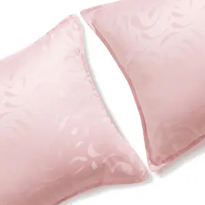 Deconovo Decorative Pillow Cover Wave Pattern Jacquard Yarn Dyed Invisible Zipper Pink Color