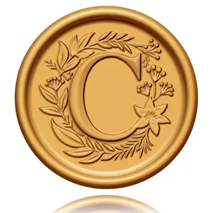20 Pack Letter C Wax Seal Stickers Antique Gold Initial Alphabet Self-Adhesive Wax Stickers for Wedding Party Birthday Christmas Envelope Seals