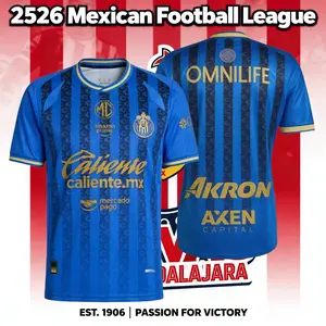 2526 Chivas CD Guadalajara Away Third Jersey Vintage Mexico Blue Stripe Short Sleeve Top Football Jersey LIGAMX