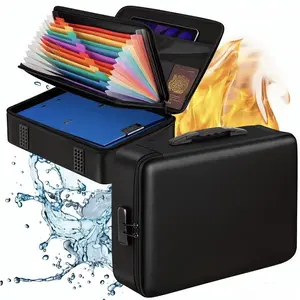 Fireproof Document Box, Hard Case Safe Box with Lock, Upgraded 8 Layers Large File Organizer, Water Resistant Safe for Important Documents, Certificates, Laptop