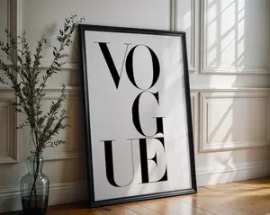 Designer Wall Art | Vogue Typography Print | Black And White Fashion Poster