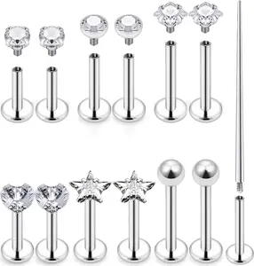 G Lip Labret Medusa Rings Studs Internally Threaded L Surgical Steel Snake Bite Lip Rings Flat Back Catilage Tragus Helix Daith Earrings Piercings Jewelry for Women Men mm