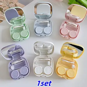 4-Piece Contact Lens Case Set with Cleaner, Lens Cleaning, Travel-Friendly Pocket Size Kit with Mirror, Home Storage Box, Essential Outdoor Travel Item