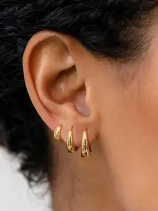 6 Pcs/set of minimalist geometric HOOP earrings, multi-layer layered glossy plain circle fashionable women's daily and party jewelry, with gift box included, Fashion Jewelry Accessories