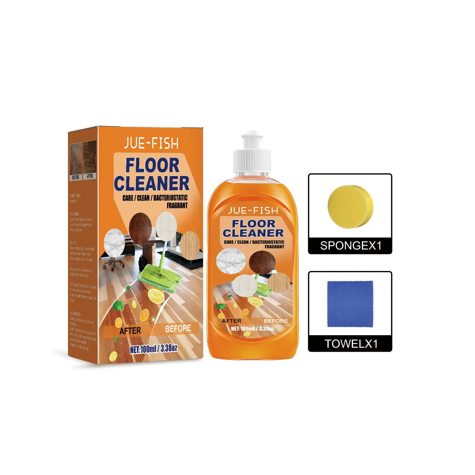 Jue-Fish Floor Cleaner Decontaminating Descaling Wood Floor cleaner Polishing and brightening tile cleaner