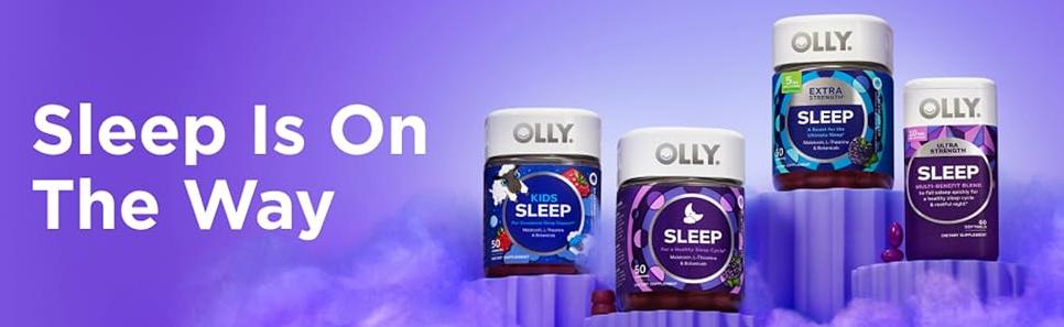 OLLY 3-Pack Sleep Gummy - 50 Gummies with 3 mg Melatonin, L-Theanine, Chamomile, Lemon Balm, Blackberry Flavor, Healthcare Dietary Occasional Sleep Aid