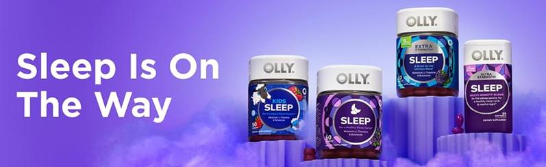 OLLY 3-Pack Sleep Gummy - 50 Gummies with 3 mg Melatonin, L-Theanine, Chamomile, Lemon Balm, Blackberry Flavor, Healthcare Dietary Occasional Sleep Aid