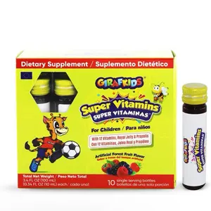 GirafKids Super Vitaminas, 10 botellas de porción multivitaminas líquidas para apoyo inmunológico y energía con 12 vitaminas Supplement Healthcare Fitness