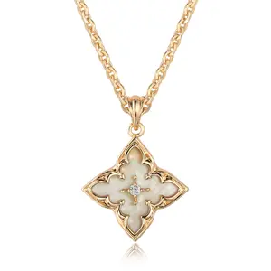 Gold Clover Necklace for Women Dainty 14K Gold Plated CZ Pendant Necklace Adjustable Chain Lucky Necklaces for Women Jewelry