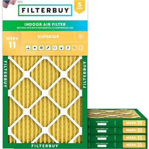Filterbuy 14x36x1 Air Filter (5-Pack), Pleated MERV 11 Allergen Defense HVAC AC Furnace Air Filters (Actual Size: 13.50 x 35.50 x 0.75 Inches)