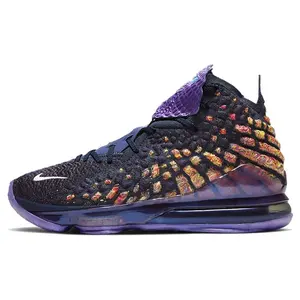 Nike LeBron 17 Basketball Shoes for Men and Women – High-Top, Cushioned, Non-Slip, Stylish Purple Verifiable, with credentials and supporting global authentication