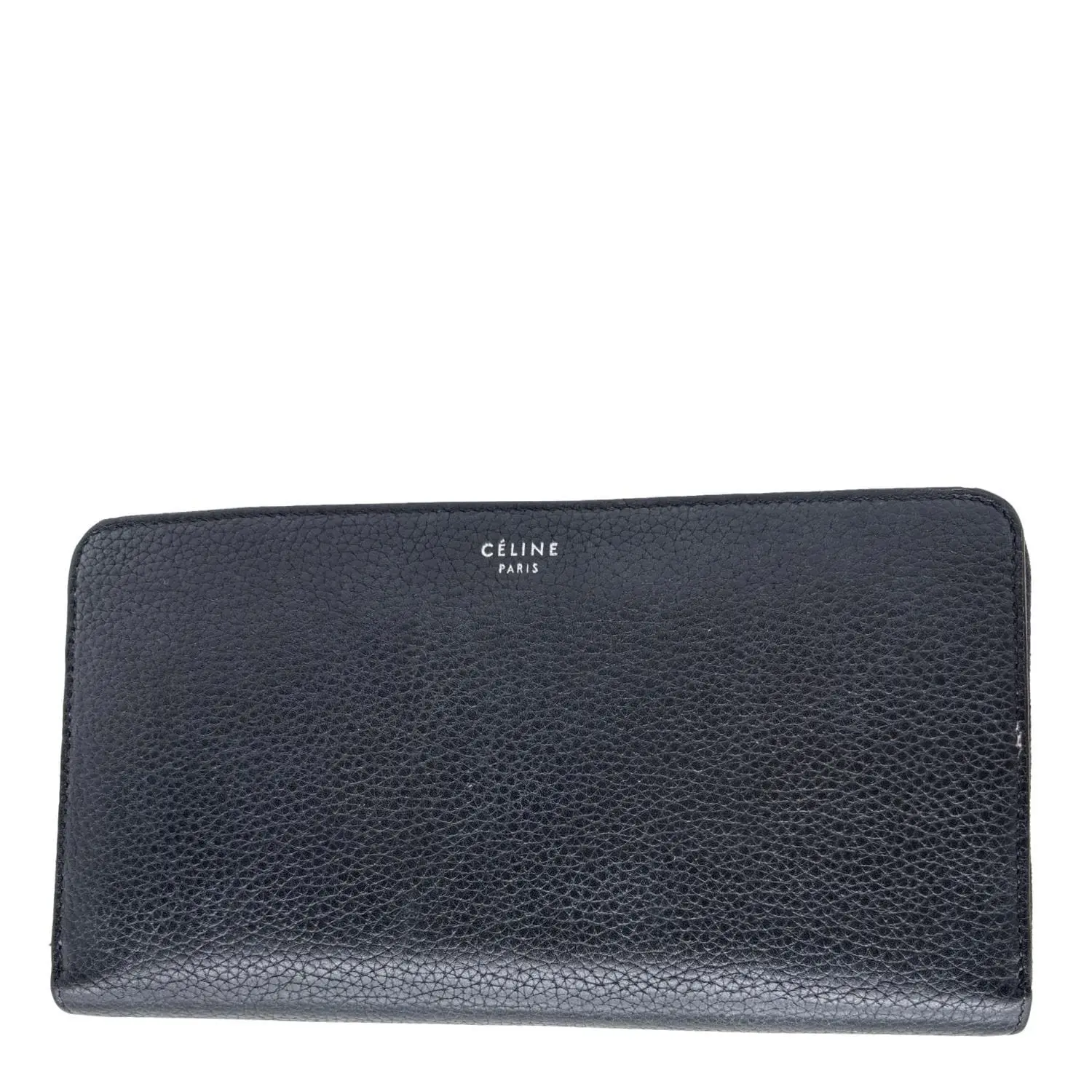 Pre-owned Celine Leather Small Leather Goods Zipped Around Large Calfskin Multifunction Wallet Black