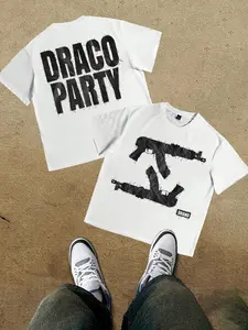 Men's Loose Fit Relaxed Fit Fashion Print T-Shirt, Drop Shoulder, Long Sleeve, Casual Daily Wear, Unisex, Youth College Streetwear Street Style