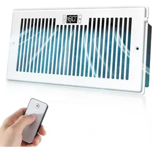 Quiet Register Booster Fan Fits 6" x 12" (Duct Opening Cutout), 10-Speed  Heating Cooling AC Vent Booster Fan w/Remote Control & Thermostat Control (White) - Corded