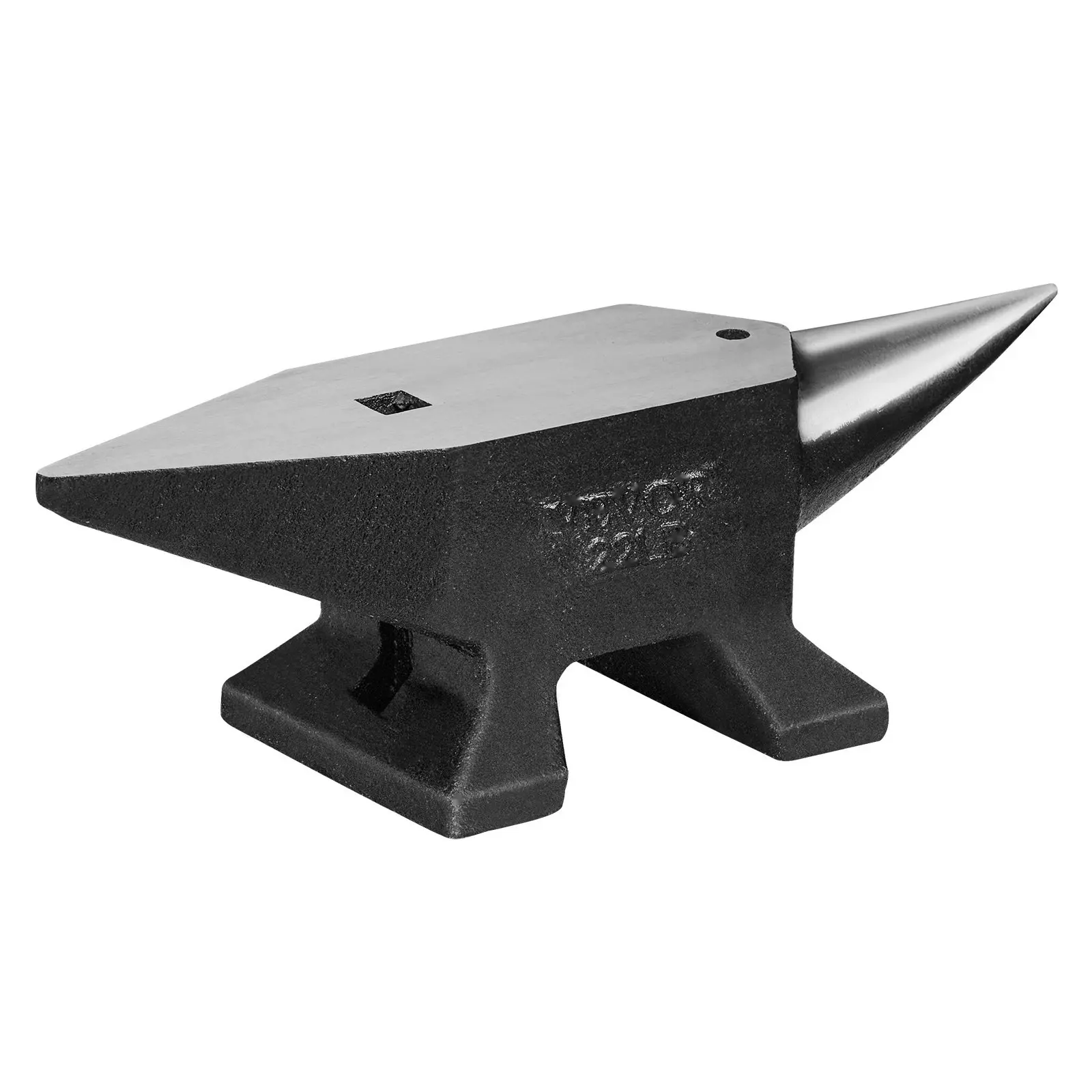 Single Horn Anvil, 22-Lb Cast Steel Anvil, High Hardness Rugged Blacksmith Anvil With Round Horn, Large Stable Countertop Base, Integrated Round And Square Holes, Metalsmith Tool For Bending, Shaping, Forging, And Fabrication