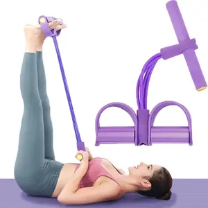 Multi-functional foot pedal resistance band handles, 4 resistance tubes, suitable for all weights, upgraded high-strength TPE material, suitable for full-body workouts. 4 resistance tubes.