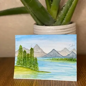 original art Watercolor card mountains/ nature