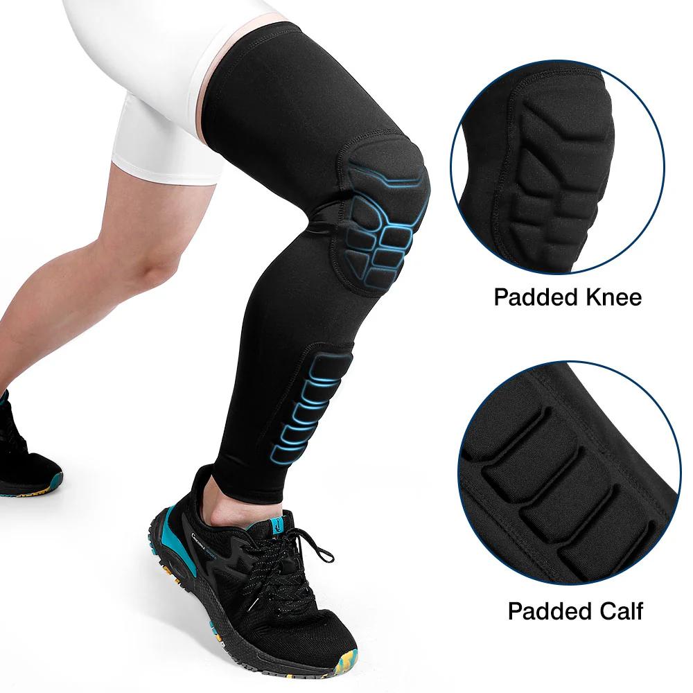 2Pcs Knee Calf Pads Knee Braces Pad Compression Leg Sleeve Protective Calf Shin Guard for Youth Adults Football Basketball Baseball Black