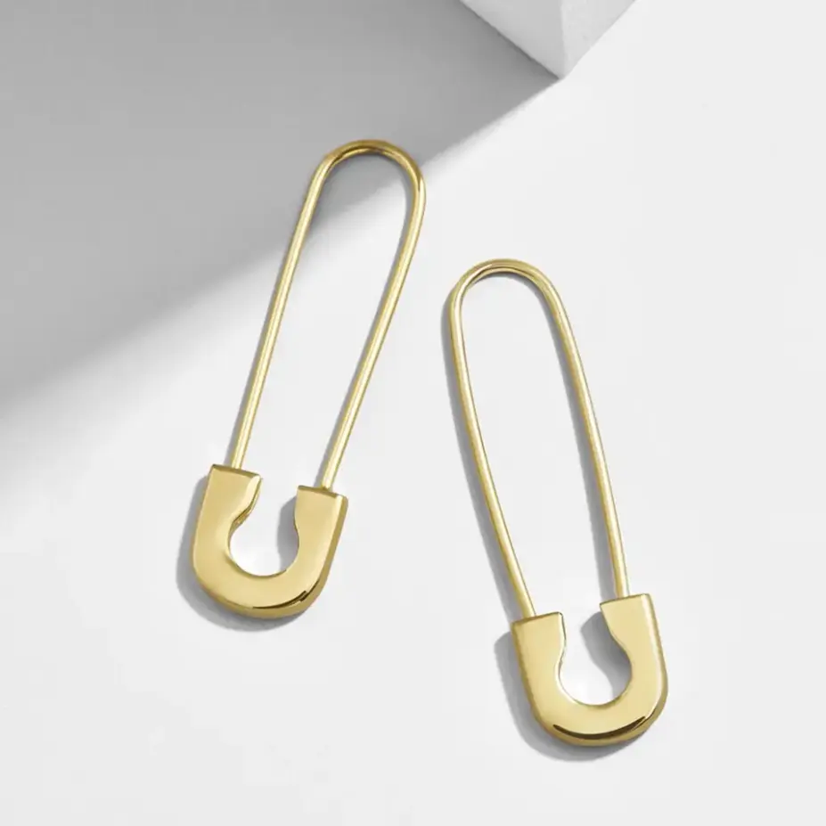 Safety Pin Paper Clip Dangle Earrings Minimalist Fashion Jewelry for Women Gold Plated Hoop Fashionable Jewelry