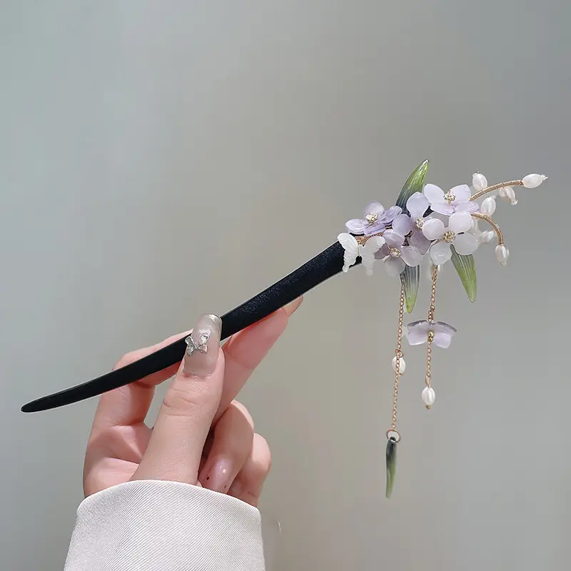 Women's Vintage Beaded Hair Stick - Handcrafted, Lightweight, Secure Hold with Dangling Beads, Floral/Plain Designs, Cottagecore, Soft-Girl Style for Party, Photoshoots & Elegant Daily Looks