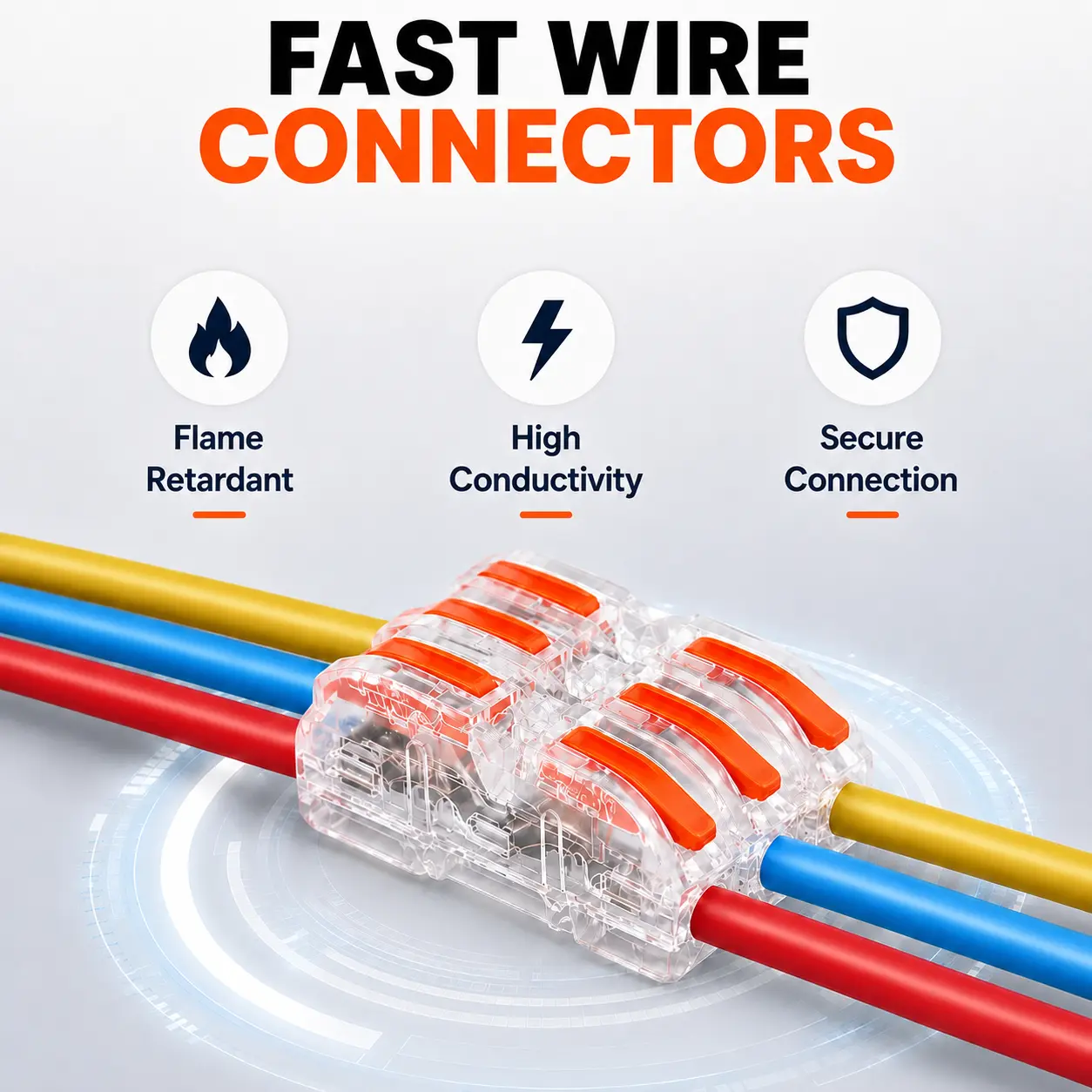 Reusable 2-Port Lever Wire Connectors, Tool-Free Push-In Terminal Blocks for 28-12 AWG Wires, Home Wiring & Lighting DIY Projects