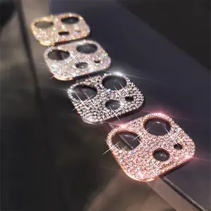 Shiny Bling Diamond Protective Camera Lens Protector For iPhone 16 15 13 12 Mini 11 14 Pro Max Rhinestone Glitter Metal Cellphone Screen Protect Film Accessories