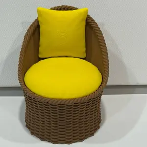 Handmade 3D Printed Wicker Chair with back pillow and cushion All plastic 1/6 scale chair 3D printed -No doll-
