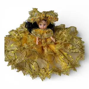 Oshun Santeria Doll 12 Inch – Muneca Orisha Yoruba, Love Prosperity Protection Figurine, Religious Botanica Altar Decor Gold