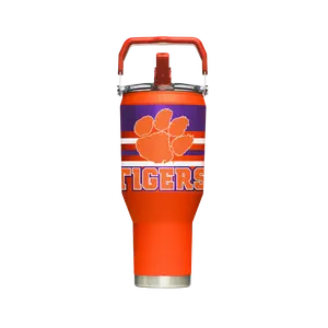 Clemson 40oz Stainless Steel Printed Orange Insulated Leakproof Portable Carry Tumbler with Lid, Straw Water Bottle