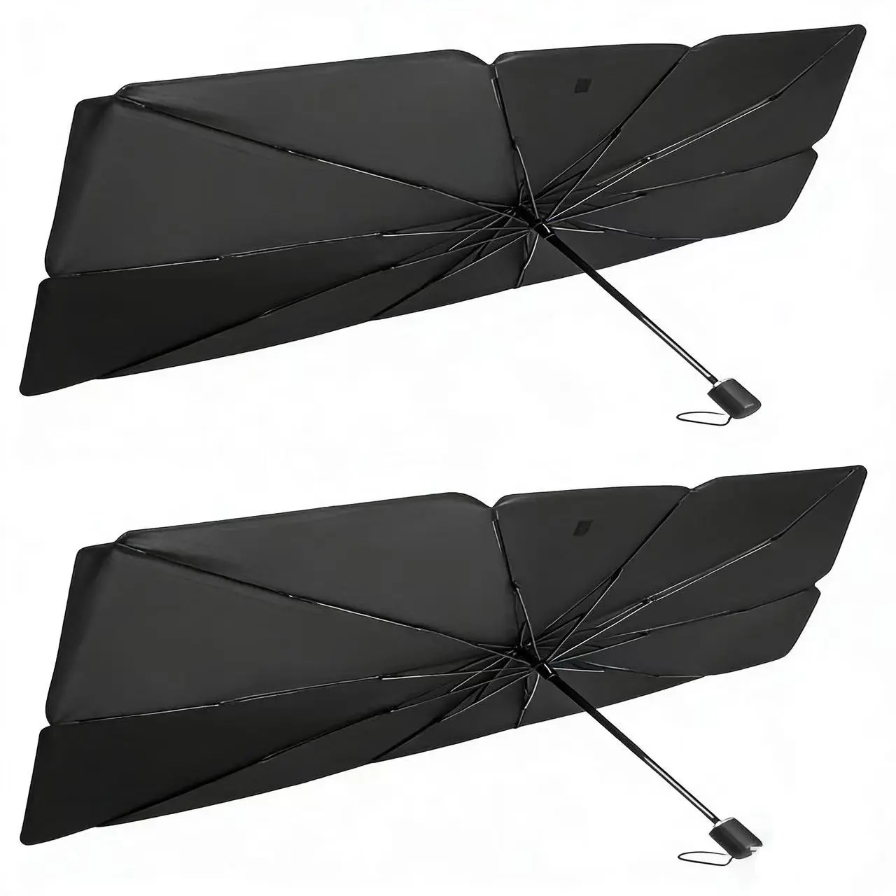 Car Windshield Sunshade Windshield Cover - Manual Heat Blocker, Universal Fit for Cars/SUVs/Trucks, Roll-up Closure, Compact Folded Storage, 31x55.1in Black